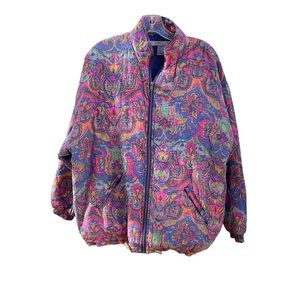 Robert Stock Vintage 100% Silk Quilted Bomber Styled Jacket